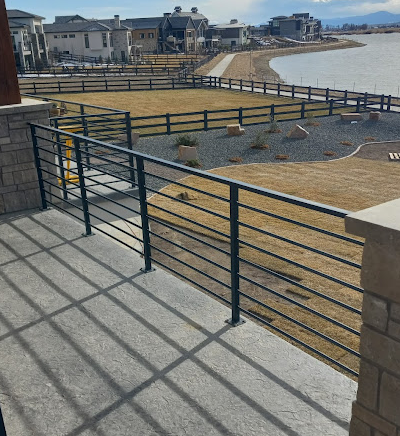 Deck railing overlooking water